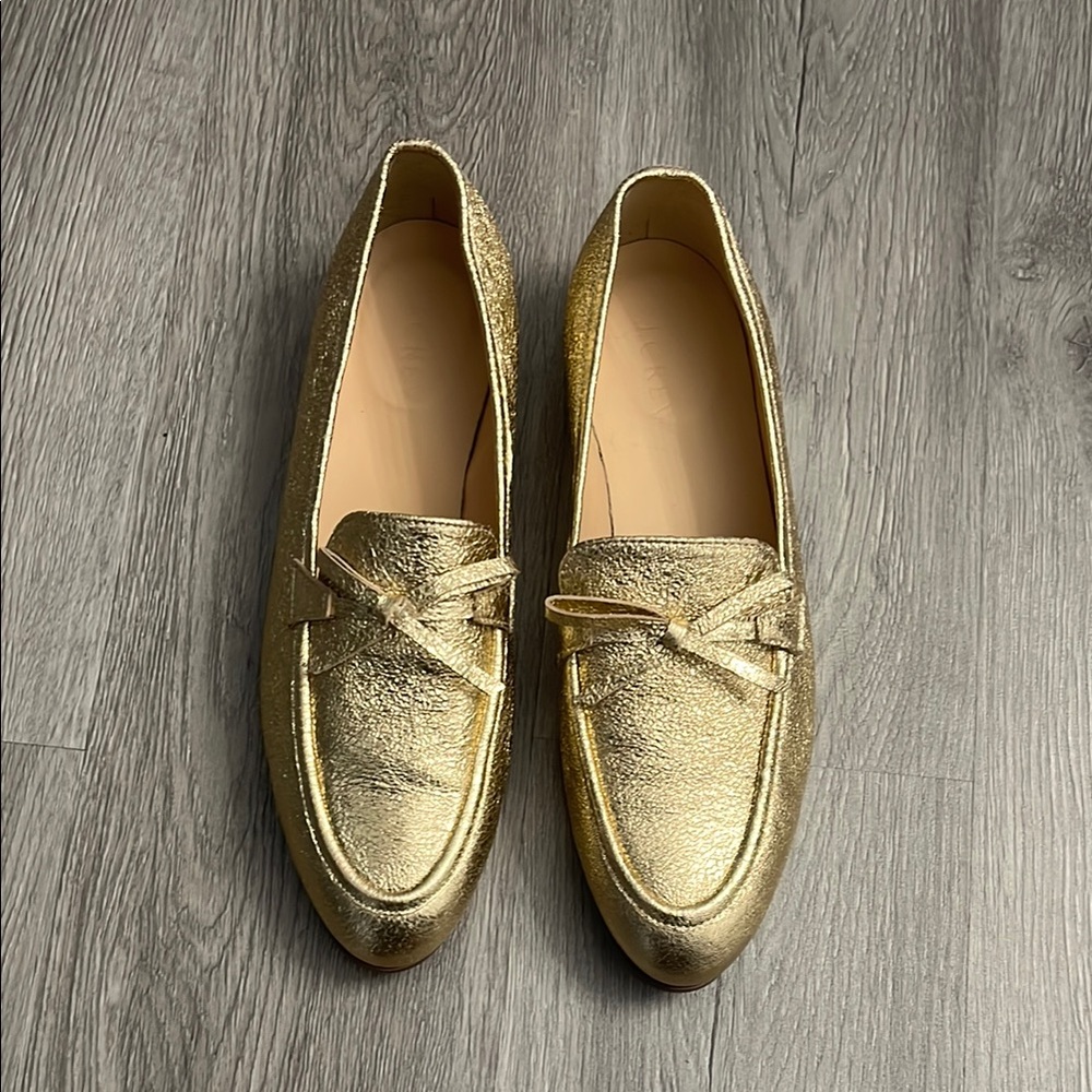 Gold Flat Academy J. Crew Metallic Loafer
